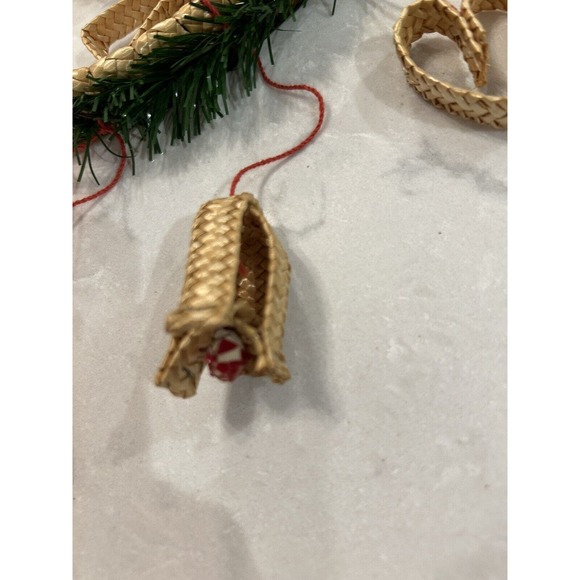 Vintage 80s Swedish Christmas Wreath Hanging Straw Scandinavian Mobile V23 - Picture 6 of 9